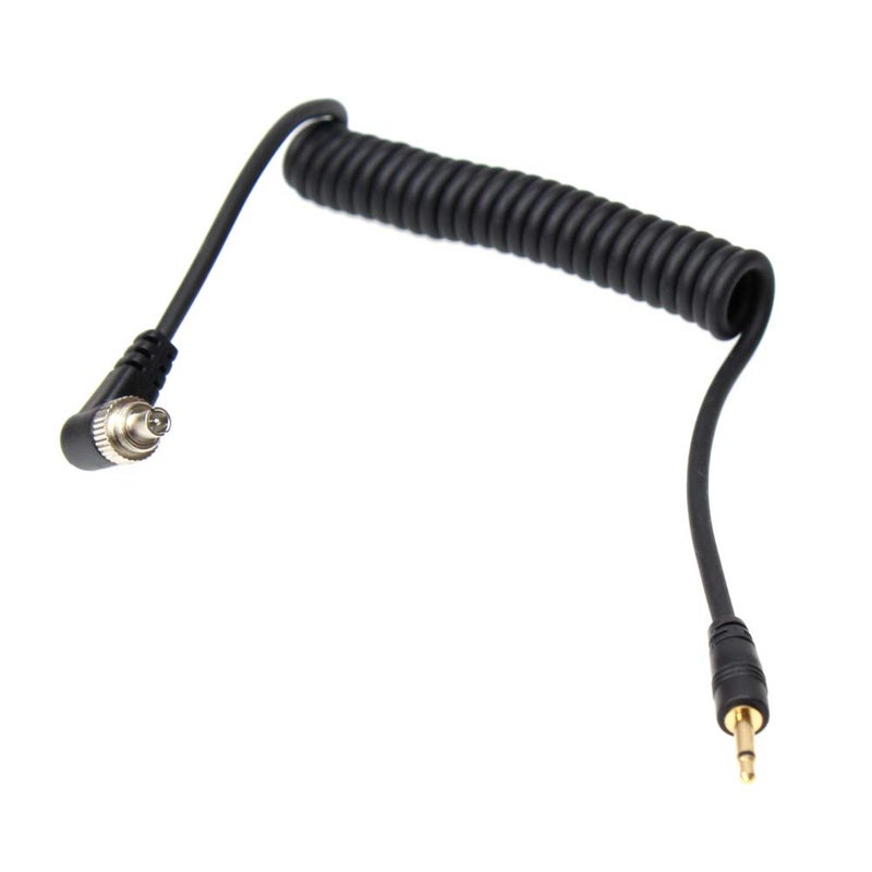 Foto&Tech 2.5 mm Jack to Male Flash PC Sync Coiled Cable with Screw Lock for Trigger Studio Light, 12-Inch Coiled to 34-Inch Max Stretch - Image 3